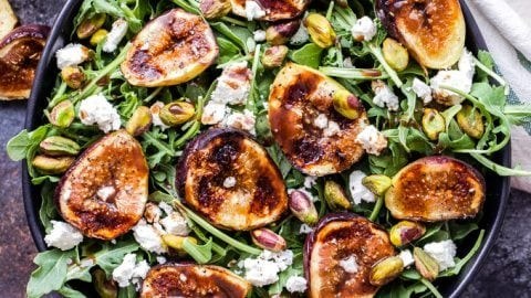 Pistachio, fig, and goat cheese salad